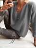 Long Sleeve V Neck Wool Blend Sweaters