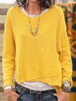 Loose Acrylic Crew Neck Casual Tops