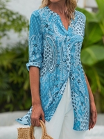 Loose Casual Cotton-Blend Design Blouses