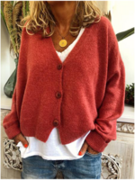 Loose Casual Crew Neck Cardigans