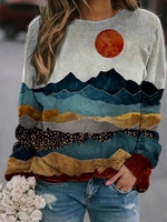 Loose Cotton-Blend Casual Crew Neck Hoodies & Sweatshirts