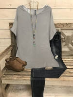Loose Crew Neck Casual Blouses