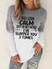 Loose Crew Neck Text Letters Casual Hoodies & Sweatshirts