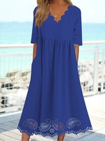 Loose Jersey Simple V Neck Maxi Dresses