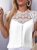 Loose Stand Collar Polyester Fibre Vacation Tops