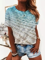 Loosen Casual Printed Cotton Blends T-Shirts & Tees