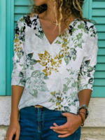 Loosen Cotton Blends Plants T-Shirts & Tees