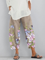 Loosen Linen Floral Pants