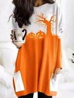 Loosen Printed Crew Neck Tunics
