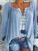 Regular Fit Cotton Blends Round Neck Blouses