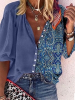 Regular Fit Geometric Casual Blouses