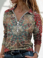 Shawl Collar Regular Fit Ethnic Casual T-Shirts & Tees