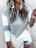 Shift Geometric Cotton-Blend Long Sleeve Sweaters - Anniecloth