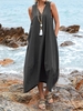 Sleeveless Cotton Lace-Up Maxi Dresses - Anniecloth