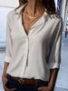 Solid Casual Chemical Fiber Blend Shirt Collar Blouses