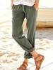 Solid Casual Cotton Blends Pants With Belt