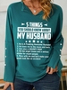 Spring/Fall Simple Text Letters Micro-Elasticity Daily Loose Regular O-Line Regular Sweatshirts for Women