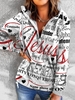 Stand Collar Casual Letter Hoodies & Sweatshirts