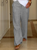 Striped All Season Linen Natural Micro-Elasticity Loose Elastic Band Bell-Bottomtrousers H-Line Pants for Women