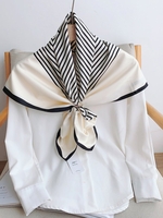 Striped All Season Urban Polyester Lightweight Daily Kerchief Scarf for Women
