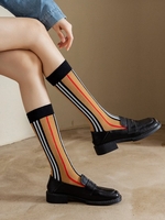 Striped Casual All Season Cotton Non-Slip Daily Over the Calf Socks Regular Socks for Women