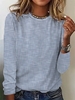 Striped Casual Spring/Fall No Elasticity Loose Long sleeve Crew Neck H-Line Regular T-shirts for Women