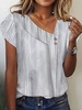 Striped Casual Summer Polyester Lightweight Micro-Elasticity Daily Short Sleeve H-Line Shirts for Women