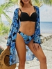 Summer Plants Vacation Polyester V neck Printing Natural Regular Gallus Bikinis for Women