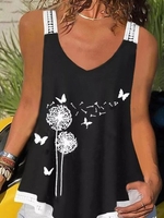 V Neck Casual Loosen Tank Tops & Camis