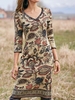 V Neck Floral Casual Midi Dresses