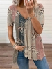 V Neck Loosen Casual Floral Tunics
