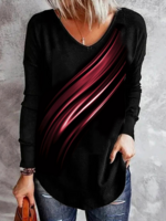 V Neck Regular Fit Jersey Ombre Tunics