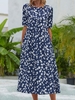 Vacation Floral Crew Neck Fit Design Maxi Dresses