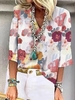 Vacation Floral V Neck Blouses