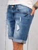 Vacation Plain Summer Lightweight Daily Casual Loose High waist pants Knee Length Denim Shorts for Women