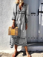 Vacation Printed Loose Midi Dresses