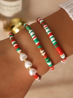 Vintage Christmas All Season Commuting Beading Pearl Vintage Style Multilayer Bracelet Resin Bracelet for Women
