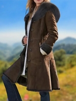 Vintage Long Sleeve Faux Suede Outwear-Coats
