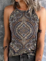 Vintage Loose Ethnic Jersey Tank Tops & Camis
