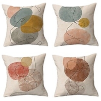 1 pcs Faux Linen Pillow Cover,  Simple Casual Print Modern Square Traditional Classic