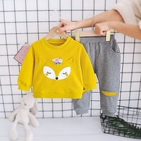 2 Pieces Baby Unisex Active Basic Sweatshirt Pants Cotton Purple Blushing Pink Yellow Floral Animal Print Regular Long Sleeve / Fall