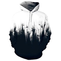3d black and white zombie skull prints pullover hoodies hooded sweatshirt halloween patterned jumpers with pockets for mens womens s-3xl