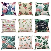9 pcs Faux Linen Pillow Cover,  Casual Animal Square Traditional Classic