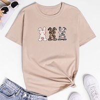 anbech women happy easter letter shirts cute rabbit graphic tees tops short sleeve t-shirt (c-light grey,  small)