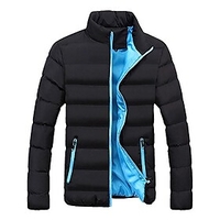 balakie mens down jacket winter warm slim thick bubble lightweight coat solid zipper down jacket outwear(blue, m)