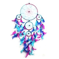 Boho Dream Catcher Handmade Gift Wall Hanging Decor Art Ornament Craft Feather 5 Circles for Kids Bedroom Wedding Festival 7522cm