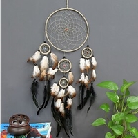 Boho Dream Catcher Handmade Gift Wall Hanging Decor Art Ornament Craft Feather 5 Circles Hemp Bead For Kids Bedroom Wedding Festival 7520cm