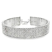 choker necklaces for women with crystal rhinestone iced out girl adjustable collar necklace jewelry accessories (geo)