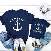 Dad and Son T shirt Tops Causal Graphic Letter Print Green Blue Short Sleeve Casual Matching Outfits / Spring / Summer