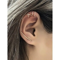 Ear Cuff Set Stud Earrings Set Classic Wedding Birthday Simple Romantic Classic Cool Earrings Jewelry Gold For Gift Formal Beach Festival 1 set
